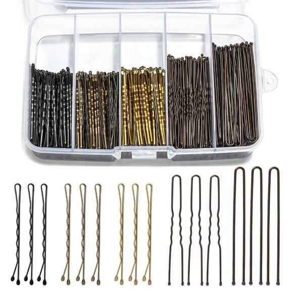 Hair Pins and Bobby Pins Set 500PCS Storage Box Black Brown Gold Hair Accessorie main image 6